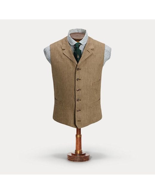 RRL Natural Linen Twill Notch-Lapel Waistcoat for men
