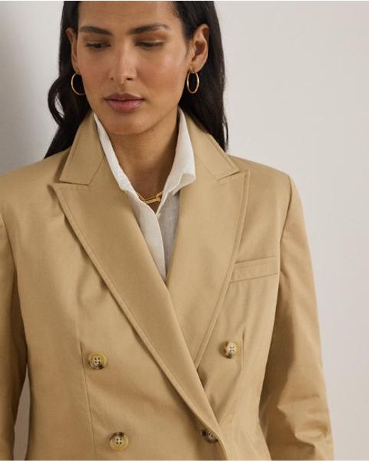 Ralph Lauren Natural Double-Breasted Cotton Twill Blazer