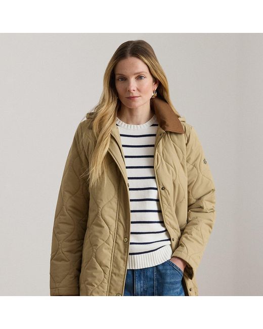 Ralph Lauren Natural Twill-Trim Onion-Quilted Hooded Jacket