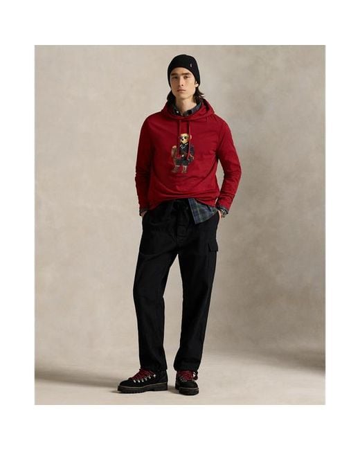 Ralph Lauren Red Polo Bear Jersey Hooded T-Shirt for men