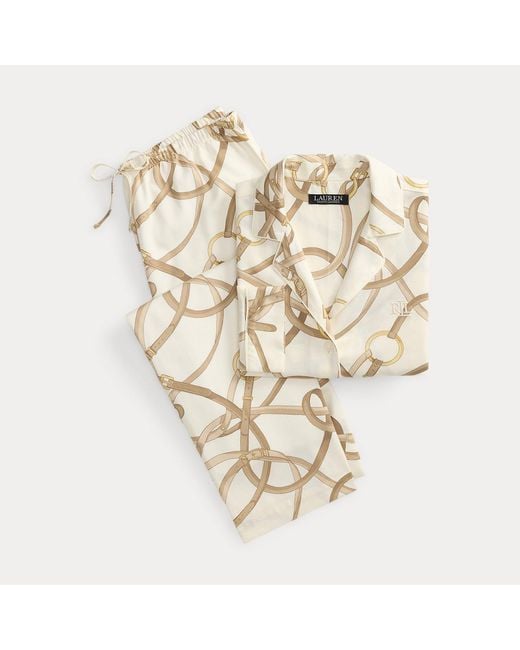 Ralph Lauren Metallic Belting-Print Sateen Sleep Set
