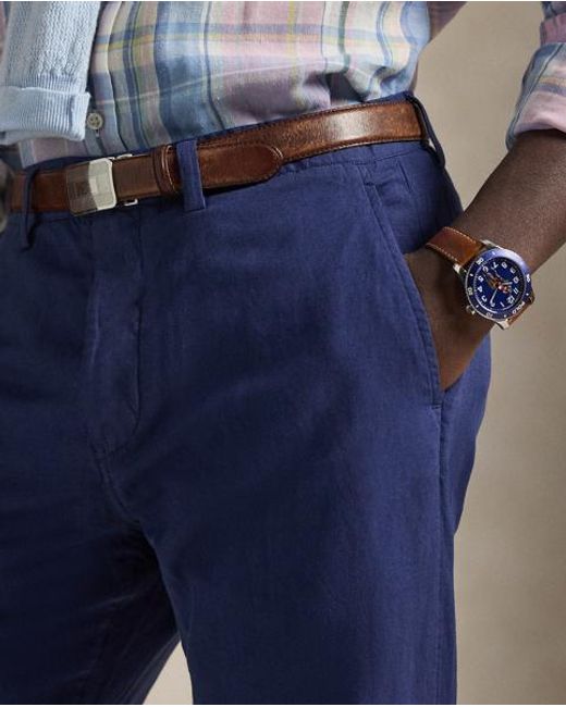 Polo Ralph Lauren Blue Bedford Classic Fit Linen-Cotton Trouser for men