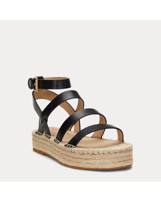 Espadrillas a gladiatore Polly in pelle di Ralph Lauren in Black