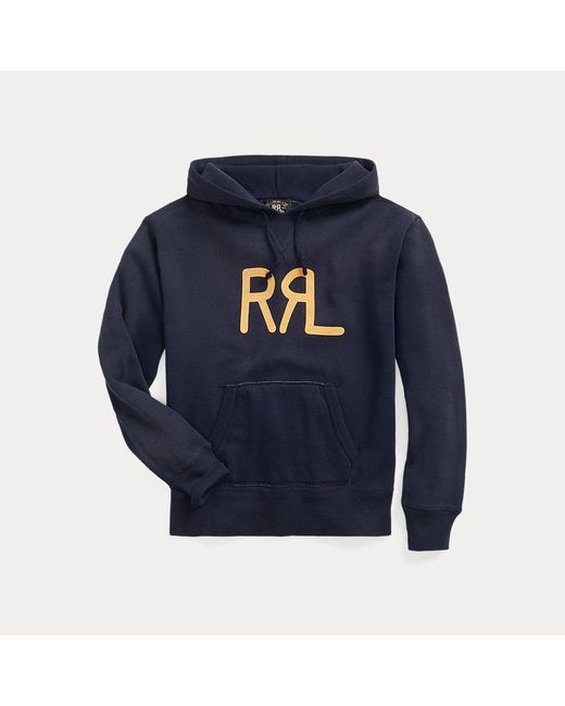 RRL Blue Logo Fleece Hoodie for men