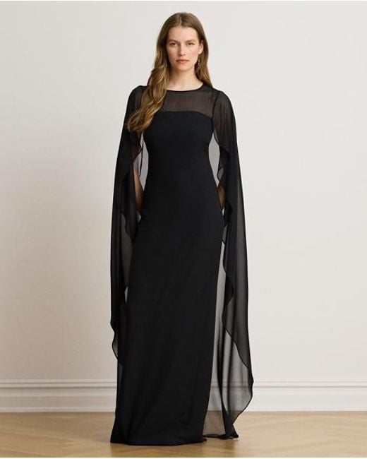 Ralph Lauren Blue Cape Georgette Gown