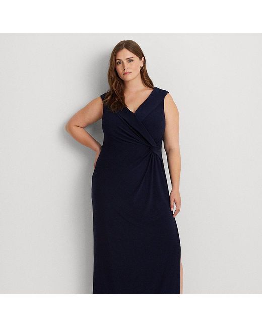 Lauren by Ralph Lauren Blue Plus Größen - Schulterfreies Abendkleid aus Jersey