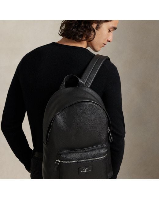 Mochila De Piel Granulada Polo Ralph Lauren de hombre de color Black