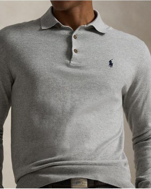 Polo Ralph Lauren Gray Cotton Polo-Collar Jumper for men