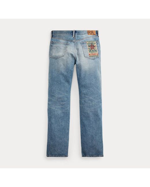 RRL Blue Straight Fit Repaired Clearville Jean for men