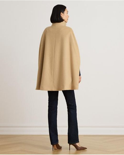 Ralph Lauren Natural Buckle-Trim Wool-Blend Mockneck Cape