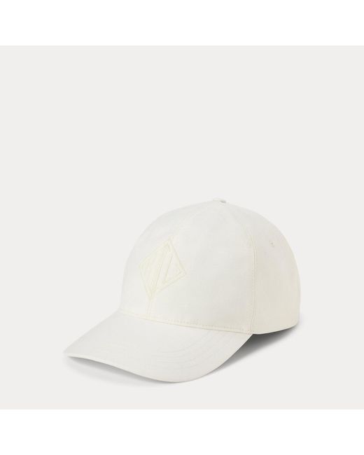 Ralph Lauren White Silk-Linen Monogram Ball Cap for men