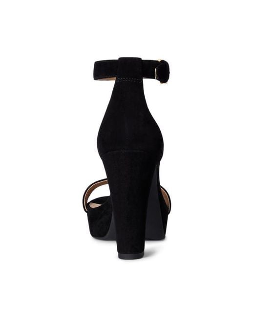 Sandali Sylvia in camoscio con plateau di Ralph Lauren in Black