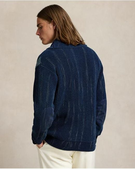 Polo Ralph Lauren Patchwork-Strickjacke Mit Schalkragen in Blue für Herren