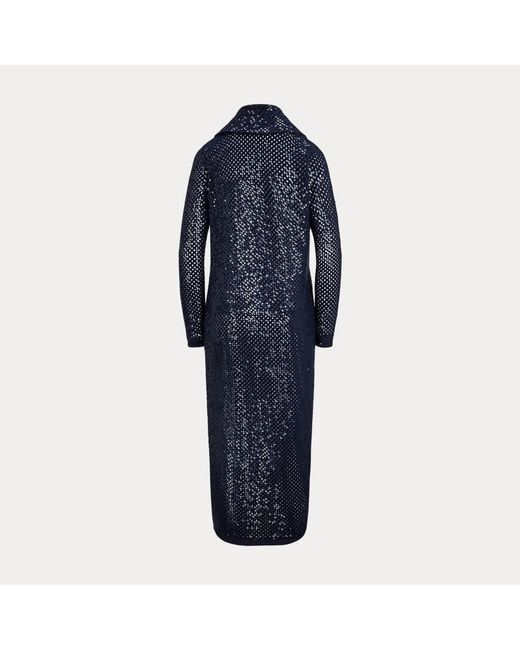 Ralph Lauren Blue Lange Kaschmirstrickjacke Mit Verzierung