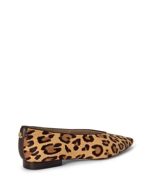 Ralph Lauren Brown Audri Leopard-Print Haircalf Ballet Flat