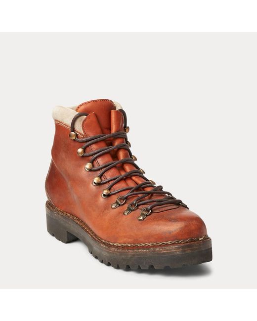 Ralph Lauren Purple Label Brown Darrow Leather Boot for men
