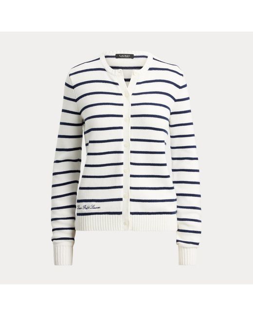 Ralph Lauren Brown Striped Cotton Cardigan