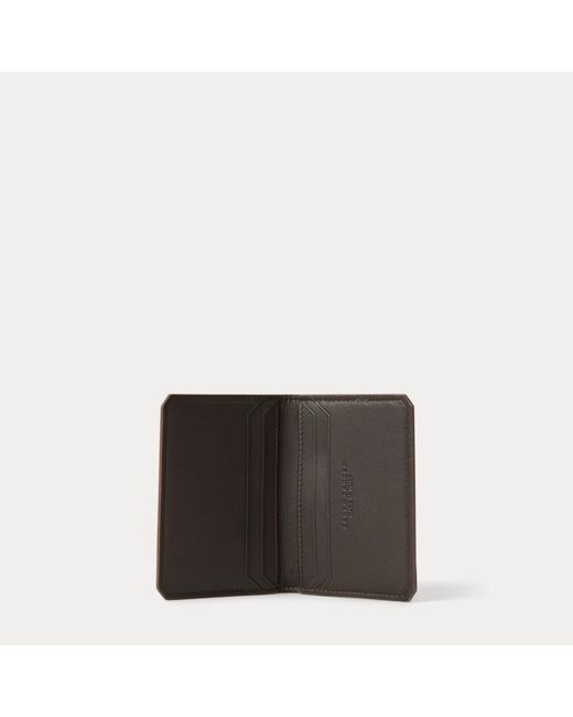 Ralph Lauren Brown Burnished Calfskin Folded Card Case for men