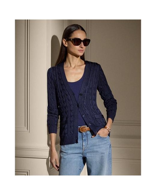 Ralph Lauren Blue Ralph Lauren Cable-Knit Silk Cardigan Sweater