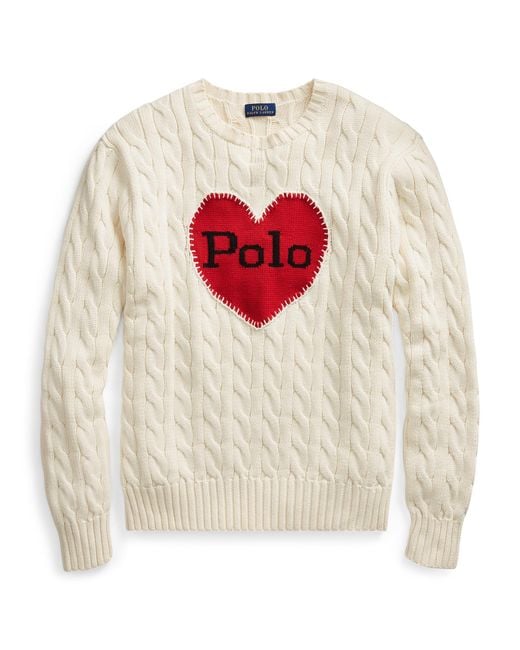 Polo Ralph Lauren Red Polo-heart Cable-knit Jumper