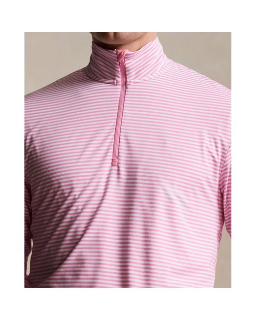 Polo Ralph Lauren Gestreepte Jersey Trui Met Kwart-rits in het Pink voor heren