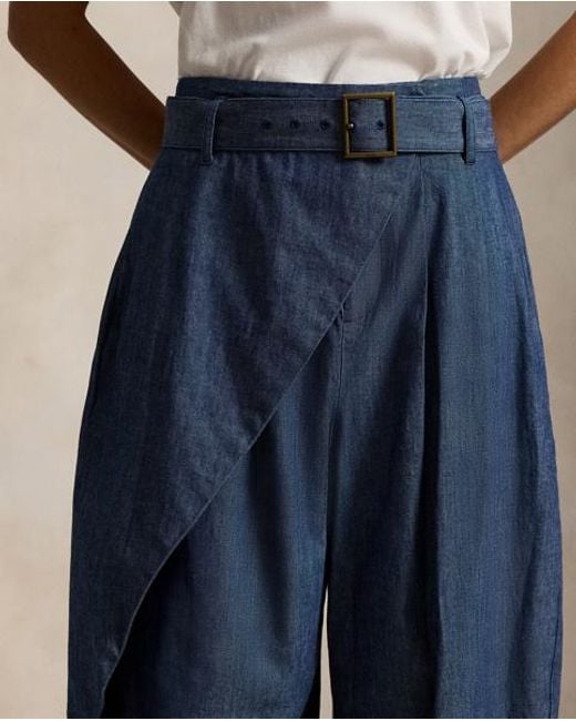 Polo Ralph Lauren Blue Chambray Tapered Wrap Trousers