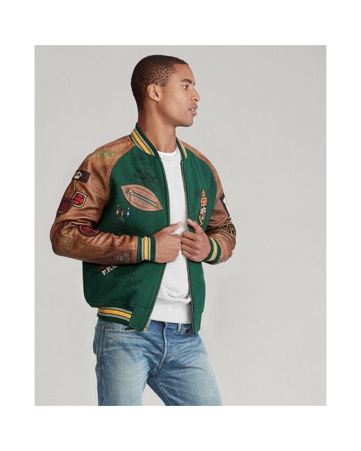 Polo Ralph Lauren Varsity-inspired Jacket in Green for Men | Lyst