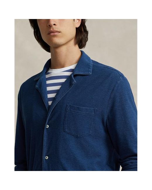 Ralph Lauren Piqué-Kurzarmhemd mit Indigofärbung in Blue für Herren