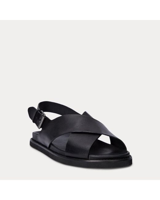 Ralph Lauren Black Zane Leather Sandal for men