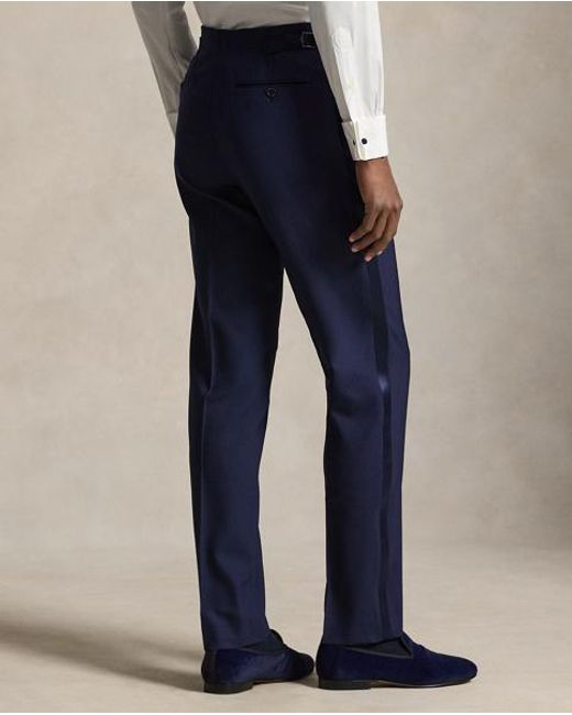 Polo Ralph Lauren Blue Pleated Barathea Tuxedo Trouser for men