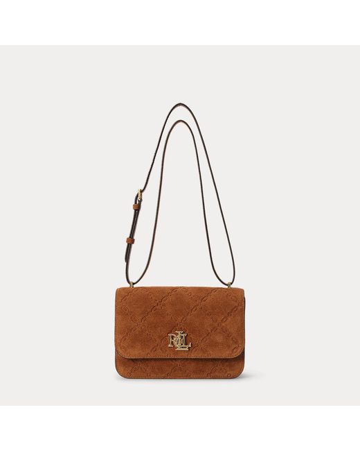 Sac Sophee Moyen En Daim Gaufré Ralph Lauren en coloris Brown
