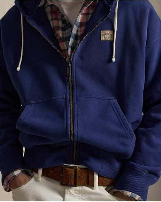 Polo Ralph Lauren Blue Relaxed Fit Loopback Fleece Hoodie for men