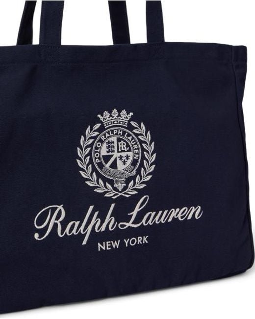 Polo Ralph Lauren Blue Logo-Embroidered Canvas Tote Bag for men