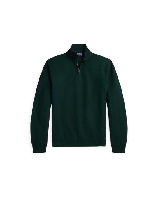 Ralph Lauren Green Piqué-Knit Wool Quarter-Zip Jumper for men