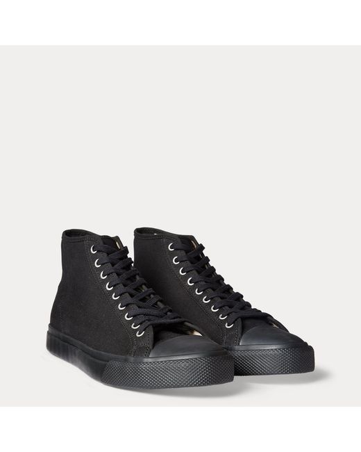 Ralph Lauren Black Mayport Canvas Trainer for men