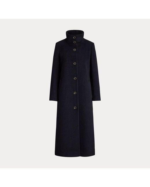 Ralph Lauren Blue Mantel Aus Wollmischung Mit Tunnelkragen