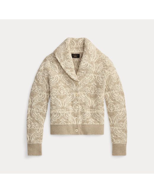 RRL Black Floral Jacquard-Knit Cardigan