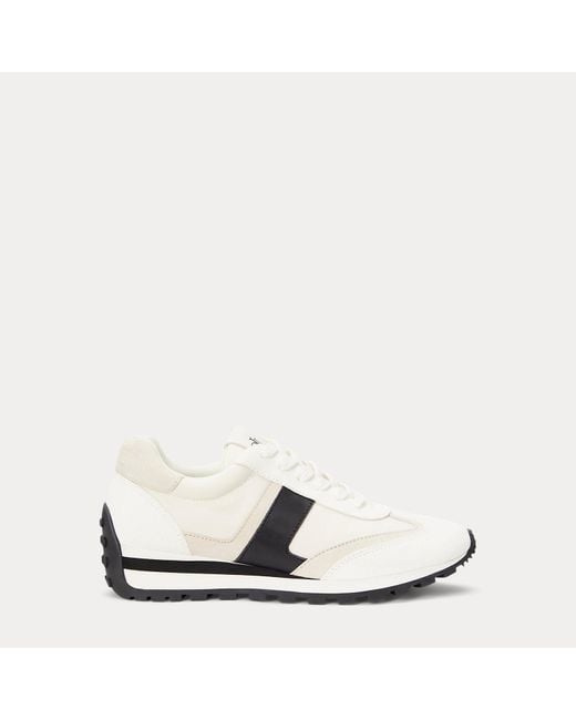 Ralph Lauren White Ralph Lauren Dani Suede & Leather Sneaker