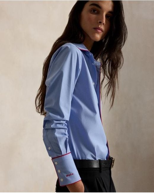 Polo Ralph Lauren Blue Stretch Slim Fit Cotton Shirt