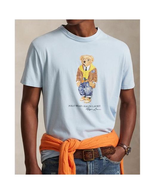 Maglietta Polo Bear Custom Slim-Fit di Polo Ralph Lauren in Blue da Uomo