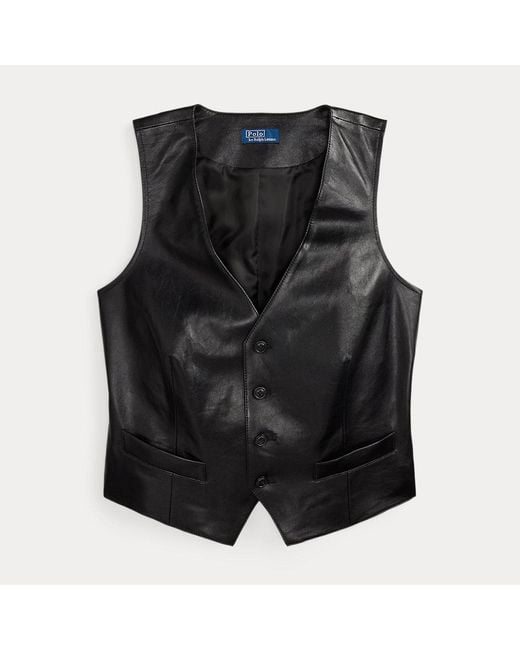 Gilet in pelle di Polo Ralph Lauren in Black