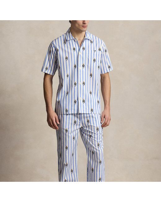 Polo Ralph Lauren Blue Polo Bear Striped Cotton Pyjama Trouser for men