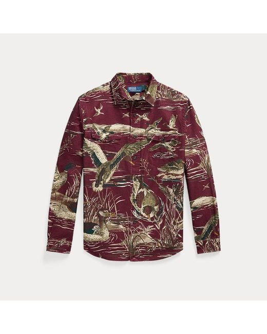 Polo Ralph Lauren Red Classic Fit Duck-Print Sateen Workshirt for men