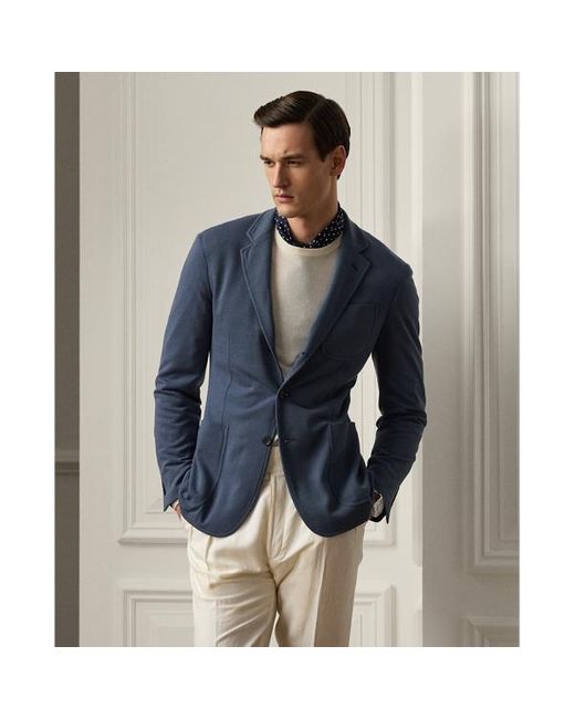 Ralph Lauren Purple Label Blue Hadley Hand-tailored Wool Pique Blazer for men