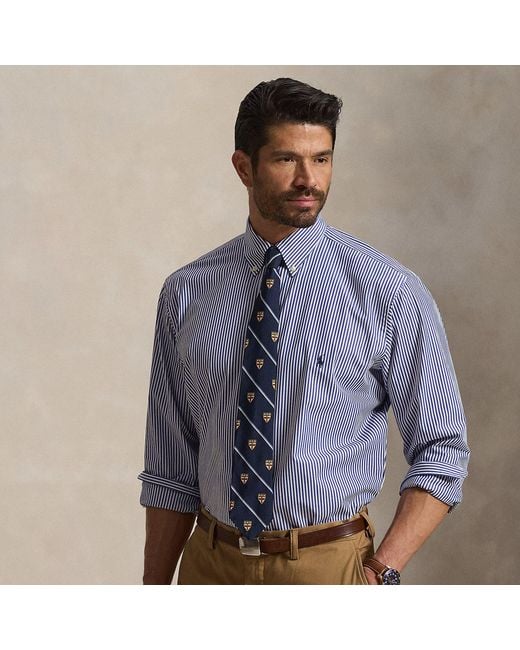 Polo Ralph Lauren Blue Striped Stretch Poplin Shirt for men