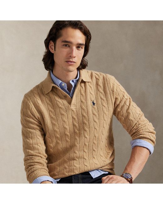 Maglia in lana e cashmere a trecce di Ralph Lauren in Brown da Uomo