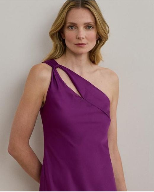 Ralph Lauren Purple Ralph Lauren Cutout Charmeuse One-Shoulder Gown