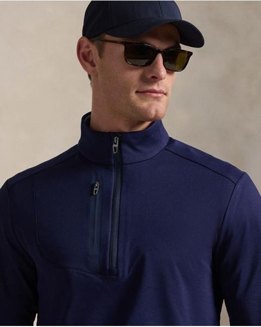 Ralph Lauren Blue Classic Fit Stretch Quarter-Zip Pullover for men