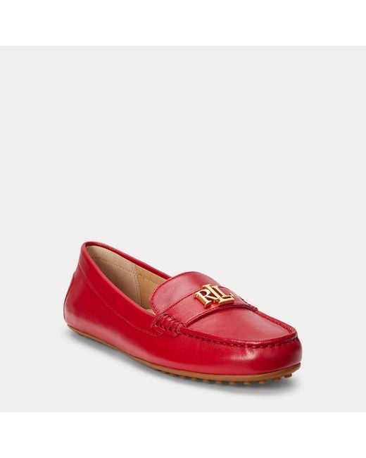 Ralph Lauren Red Barnsbury Nappa Leather Driver