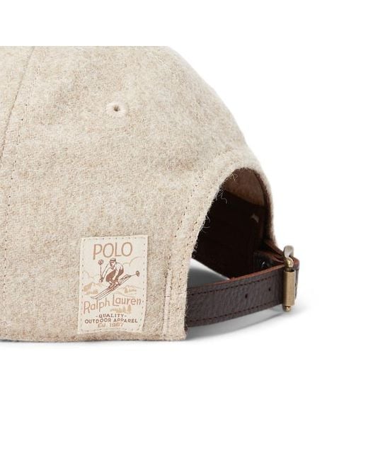 Gorra de sarga de lana con ante Polo Ralph Lauren de hombre de color Natural